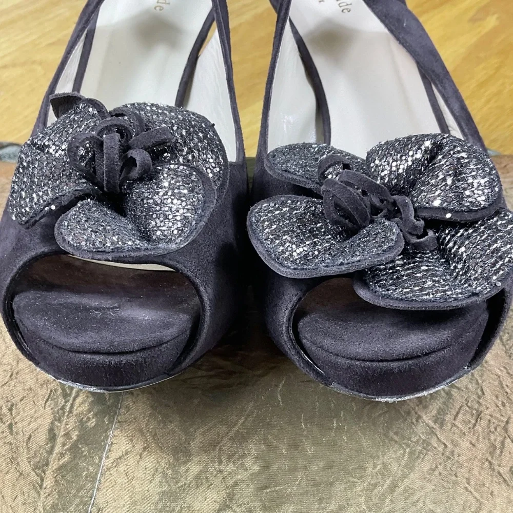 Kate Spade Pumps Suede Peep Toe Slingback Platform Brown (9.5)